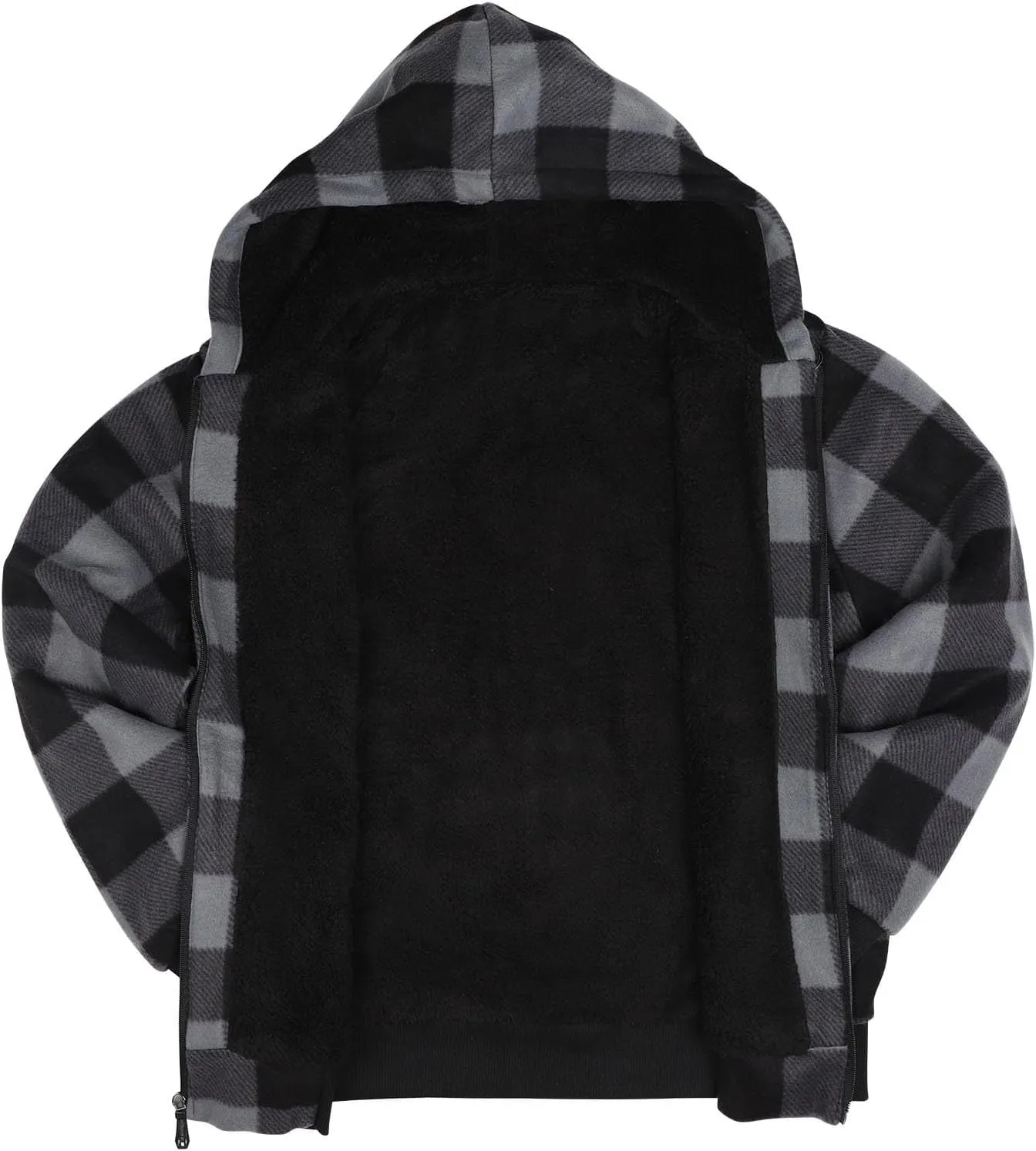 Heavy Warm Sherpa Lined Flannel Jackets for Men, Winter Coats and Plaid Flannel Hoodies with Fleece Lining