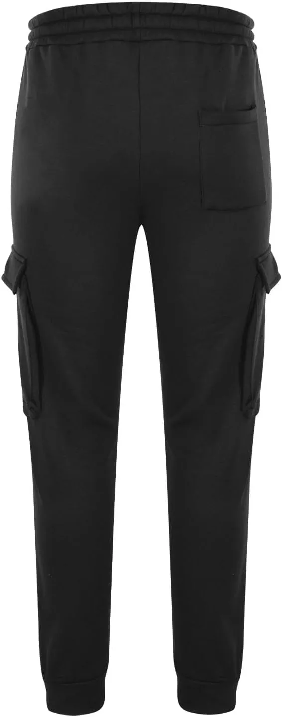 Heavyweight Cotton Cargo Sweatpants for Men Baggy Elastic Waist Drawstring Workout Jogger Pant Pockets Casual Trouser
