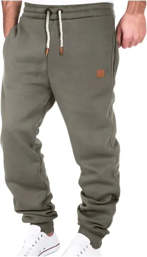 Heavyweight Cotton Cargo Sweatpants for Men Baggy Elastic Waist Drawstring Workout Jogger Pant Pockets Casual Trouser
