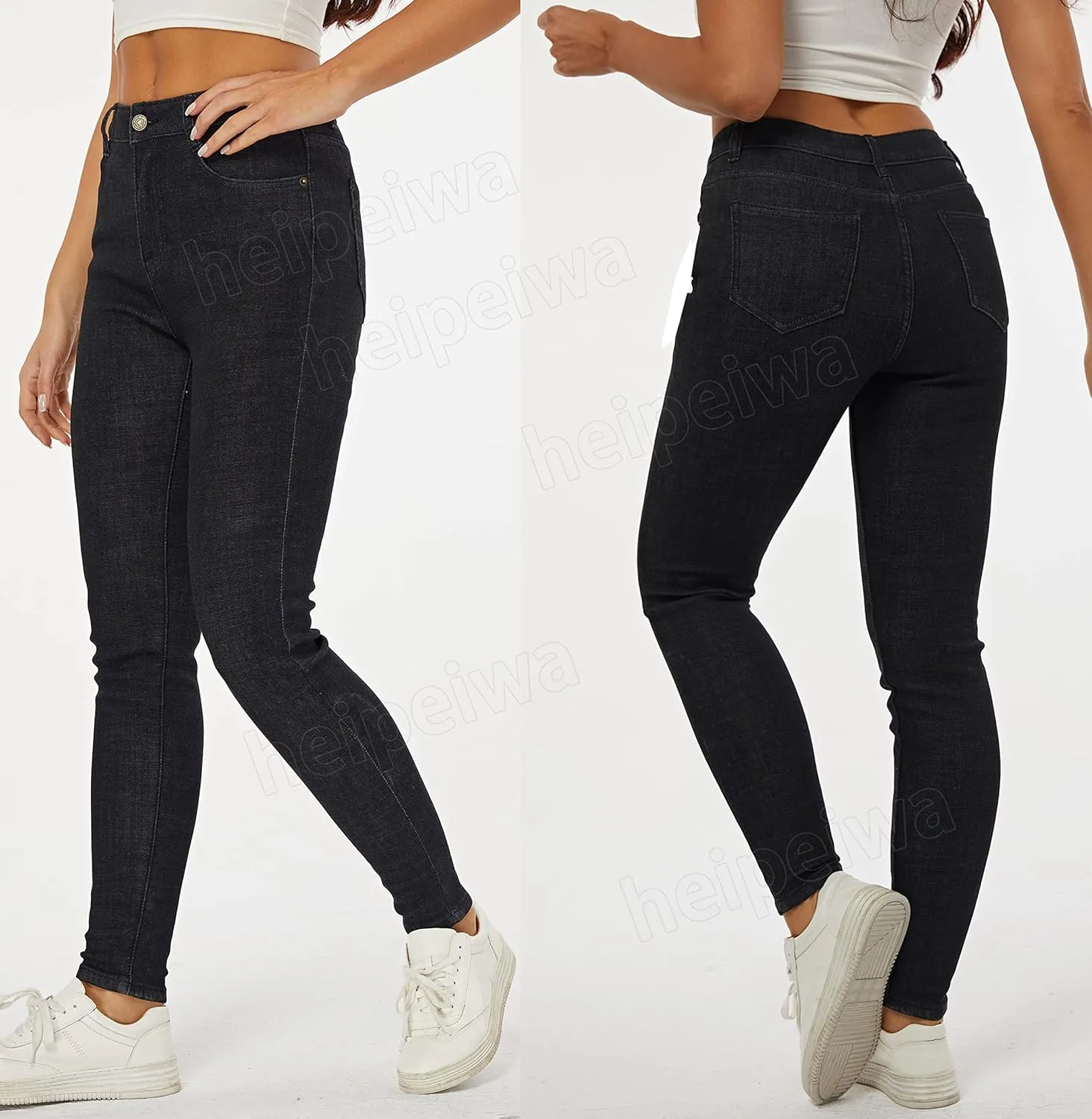 heipeiwa Women's Winter Jeans Fleece Lined Jeans Thermal Thick Skinny Denim Pants Slim Stretch Warm Jeggings