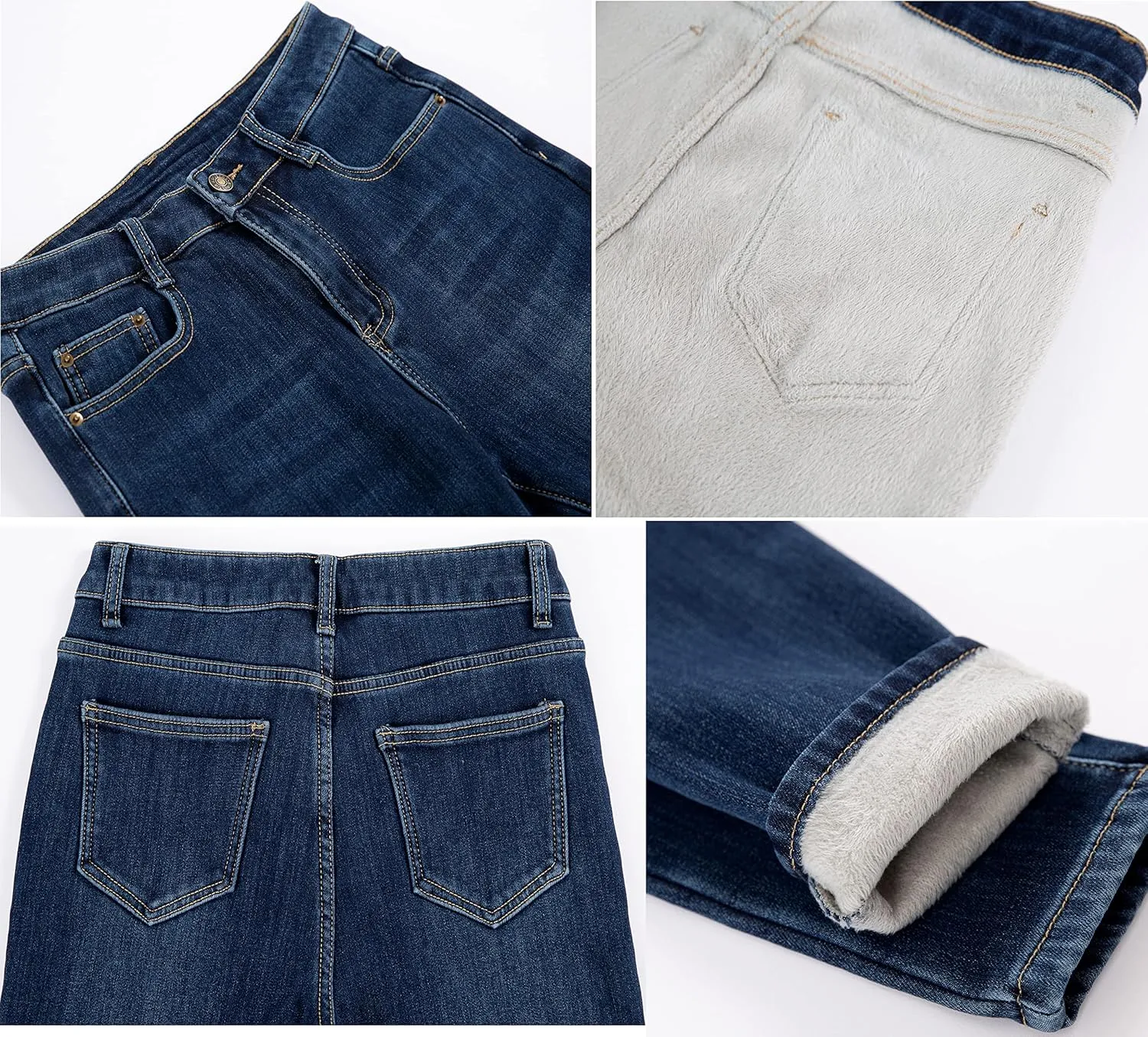 heipeiwa Women's Winter Jeans Fleece Lined Jeans Thermal Thick Skinny Denim Pants Slim Stretch Warm Jeggings