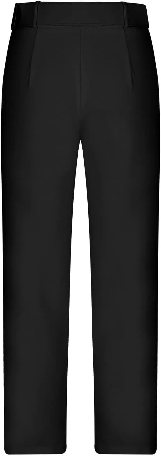 HGps8w Women's High Waisted Suit Pants with Belt Classic Fit Solid Color Straight Leg Business Work Office Dress Trousers