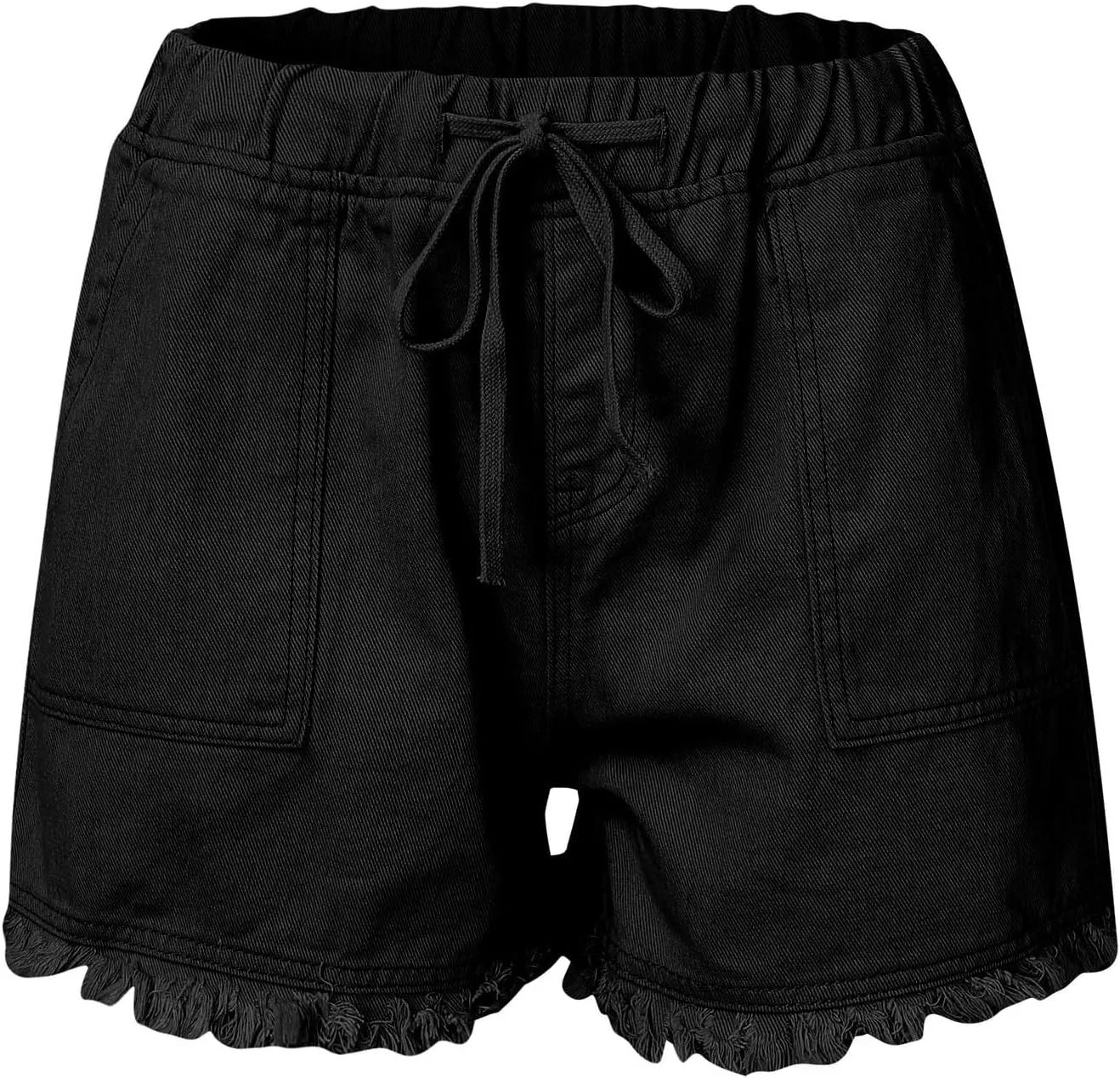 High Waisted Jean Shorts Womens 2025 Summer Drawstring Denim Straight Leg Raw Hem Jeans Shorts with Pockets
