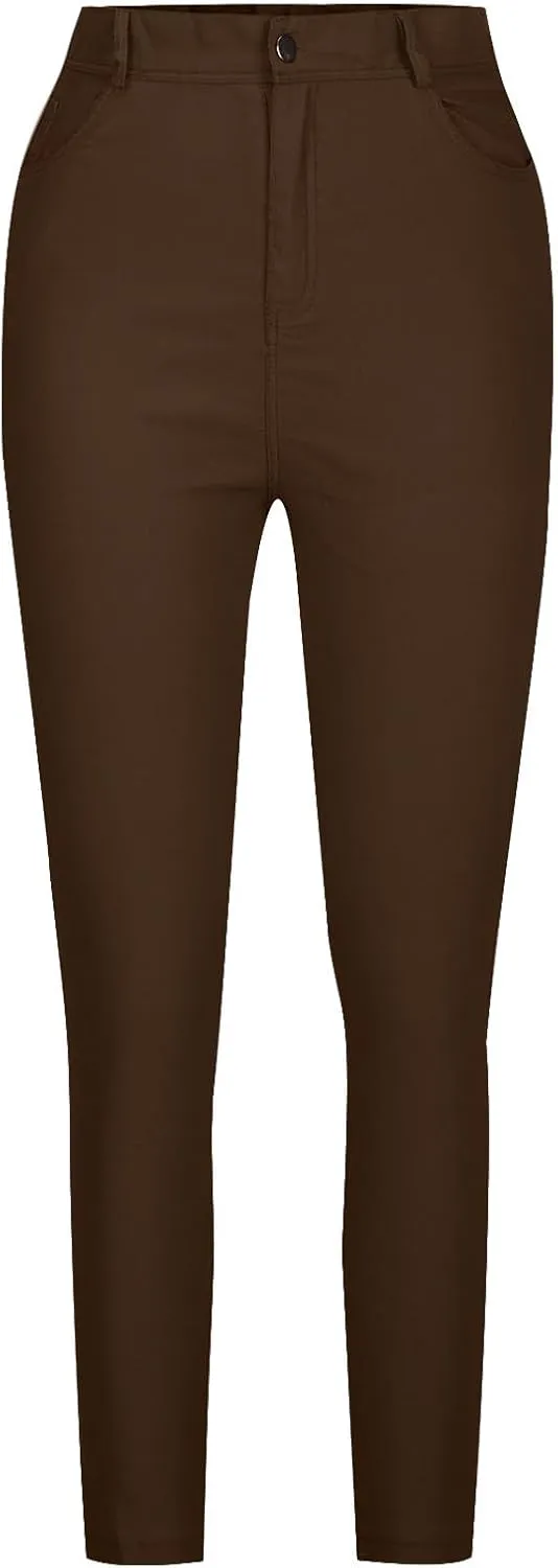 High Waisted-Rise Colored Stretch Skinny Distressed Jeans for Women Olive Mustard Red Skinny Pencil Jeggings