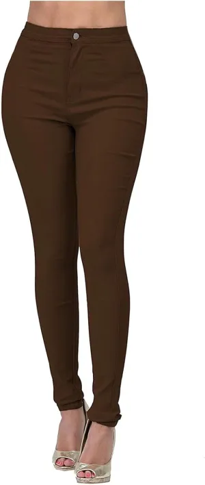 High Waisted-Rise Colored Stretch Skinny Distressed Jeans for Women Olive Mustard Red Skinny Pencil Jeggings