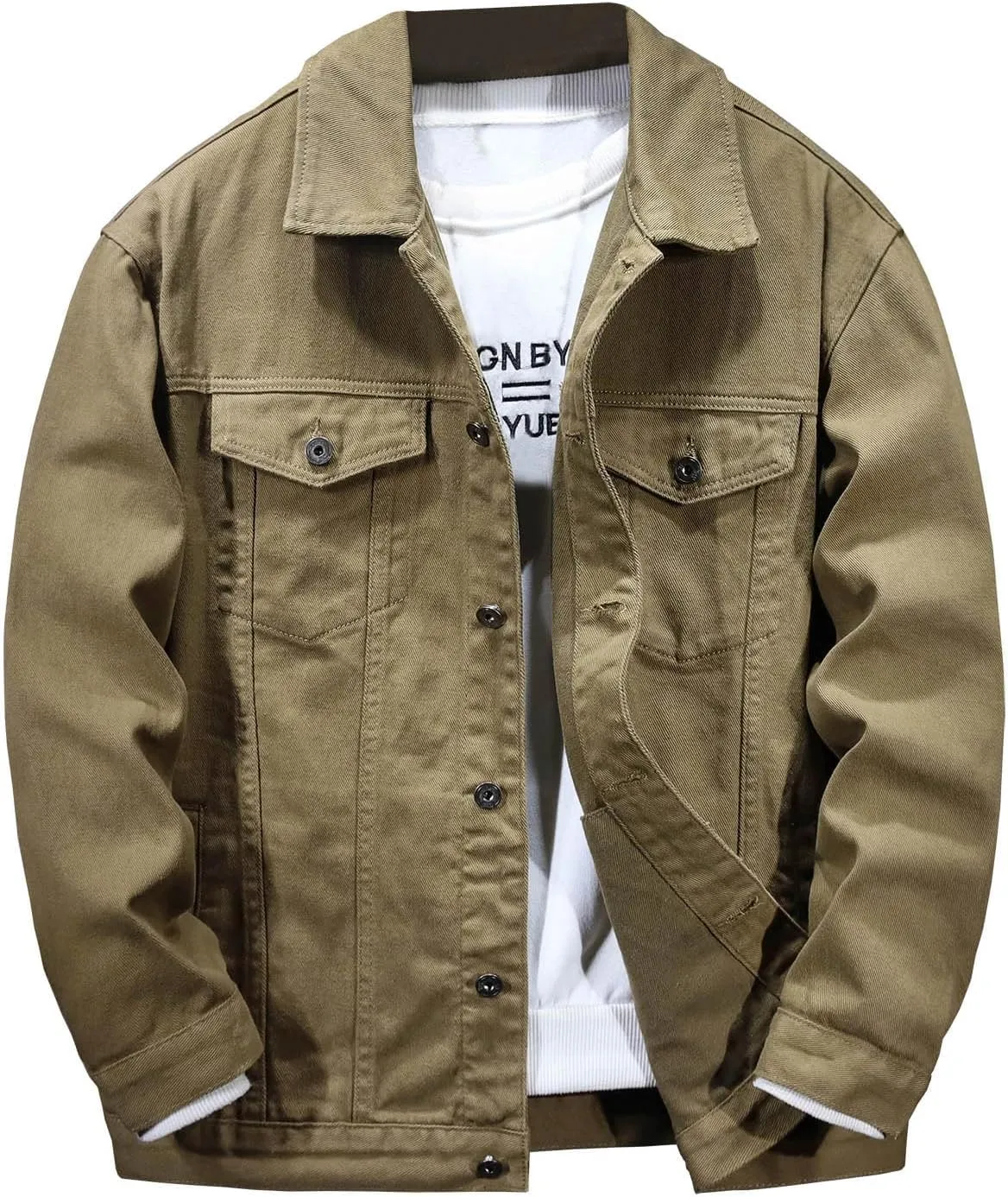hlysgo Men's Denim Jacket Casual Long Sleeve Button Down Jackets Jean Trucker Jacket Fall Winter Casual Coat with Pockets