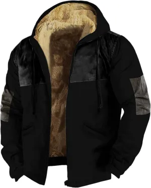 Hoodies for Men Heavyweight Fleece Sweatshirt Full Zip Up Thick Sherpa Lined Hooded Jacket Winter Warm Workout Coat
