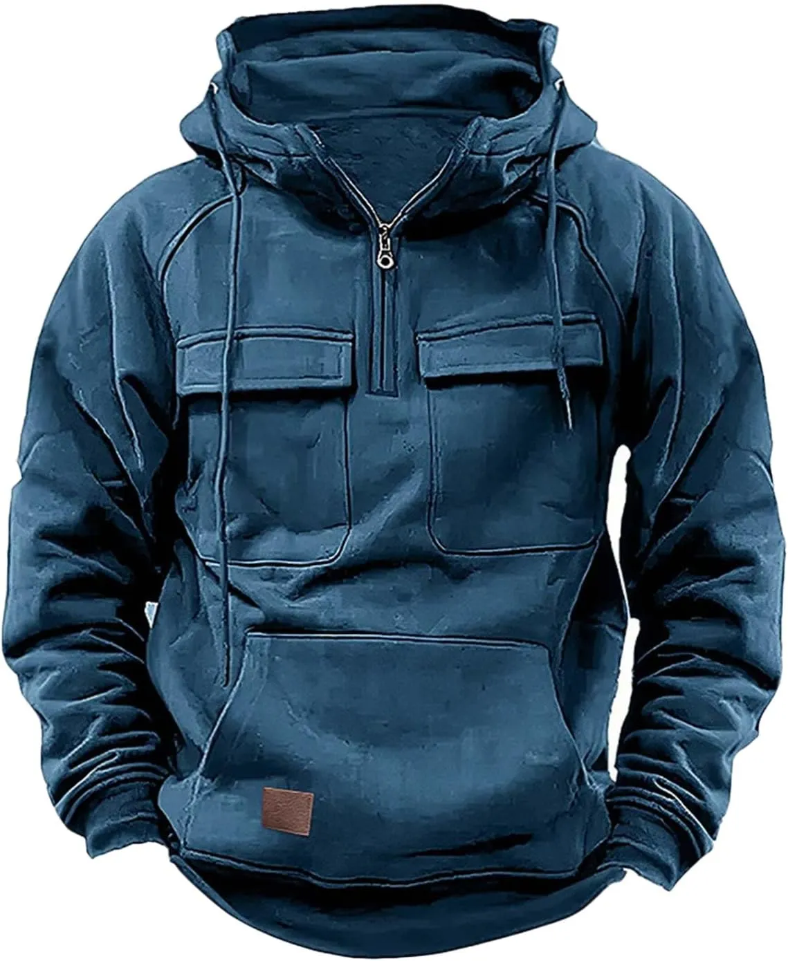 Hoodies For Men Quarter Zip Tactical Sweatshirts Fall Winter Casual Long Sleeve Workout Pullover Outdoor Cargo Jackets