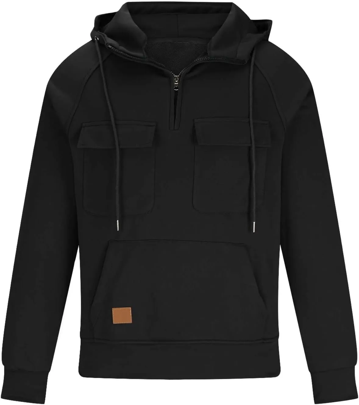 Hoodies For Men Quarter Zip Tactical Sweatshirts Fall Winter Casual Long Sleeve Workout Pullover Outdoor Cargo Jackets