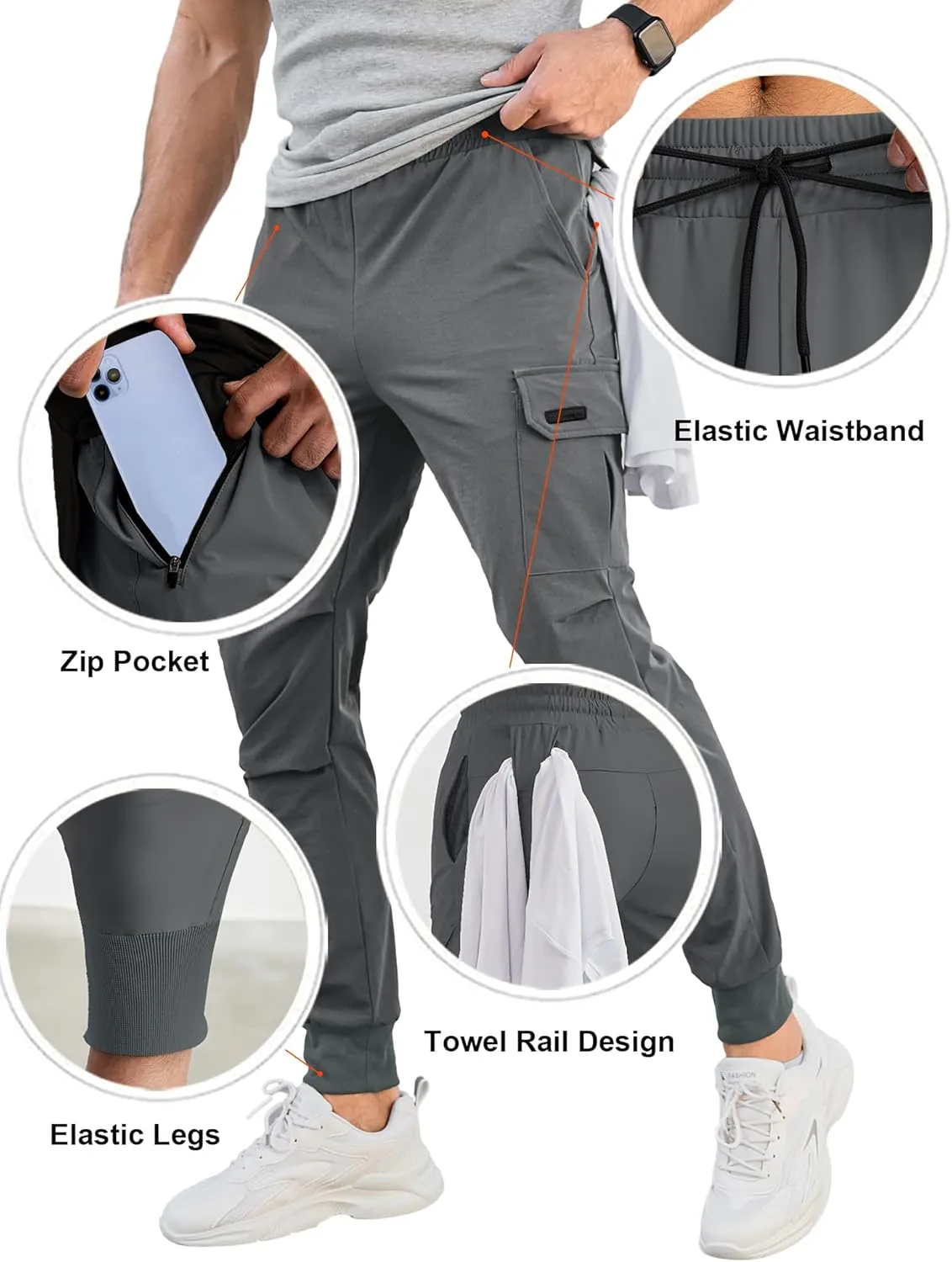 HOTake Men's Joggers Pants 4 Way Stretch Sweatpants with Pockets Cargo Joggers for Men Slim Fit Athletic Pants