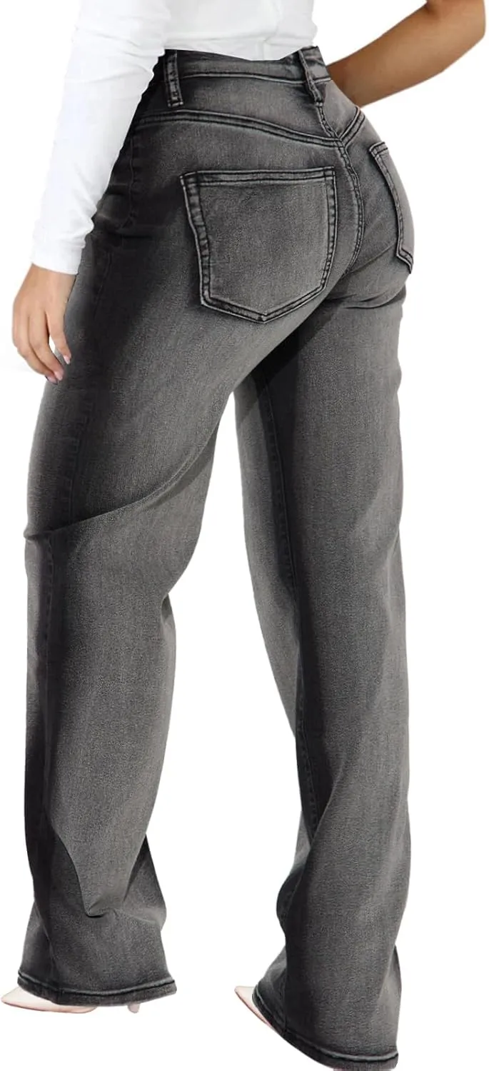 IbuduSexy Women's High Waisted Distressed Jeans Skinny Retro Denim Pants