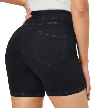 IUGA Stretchy Jean Shorts for Women High Waisted Pull On Jorts with Pockets Denim Shorts Women Summer Casual Shorts 2025