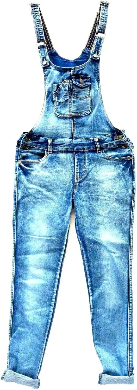 Jack David Wax Jeans Women's Plus Size Overall Shorts Curvy Distressed Denim Jeans Skinny Overalls