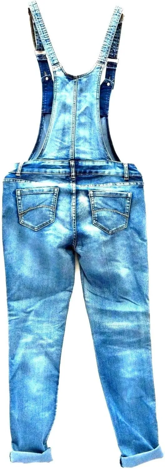 Jack David Wax Jeans Women's Plus Size Overall Shorts Curvy Distressed Denim Jeans Skinny Overalls