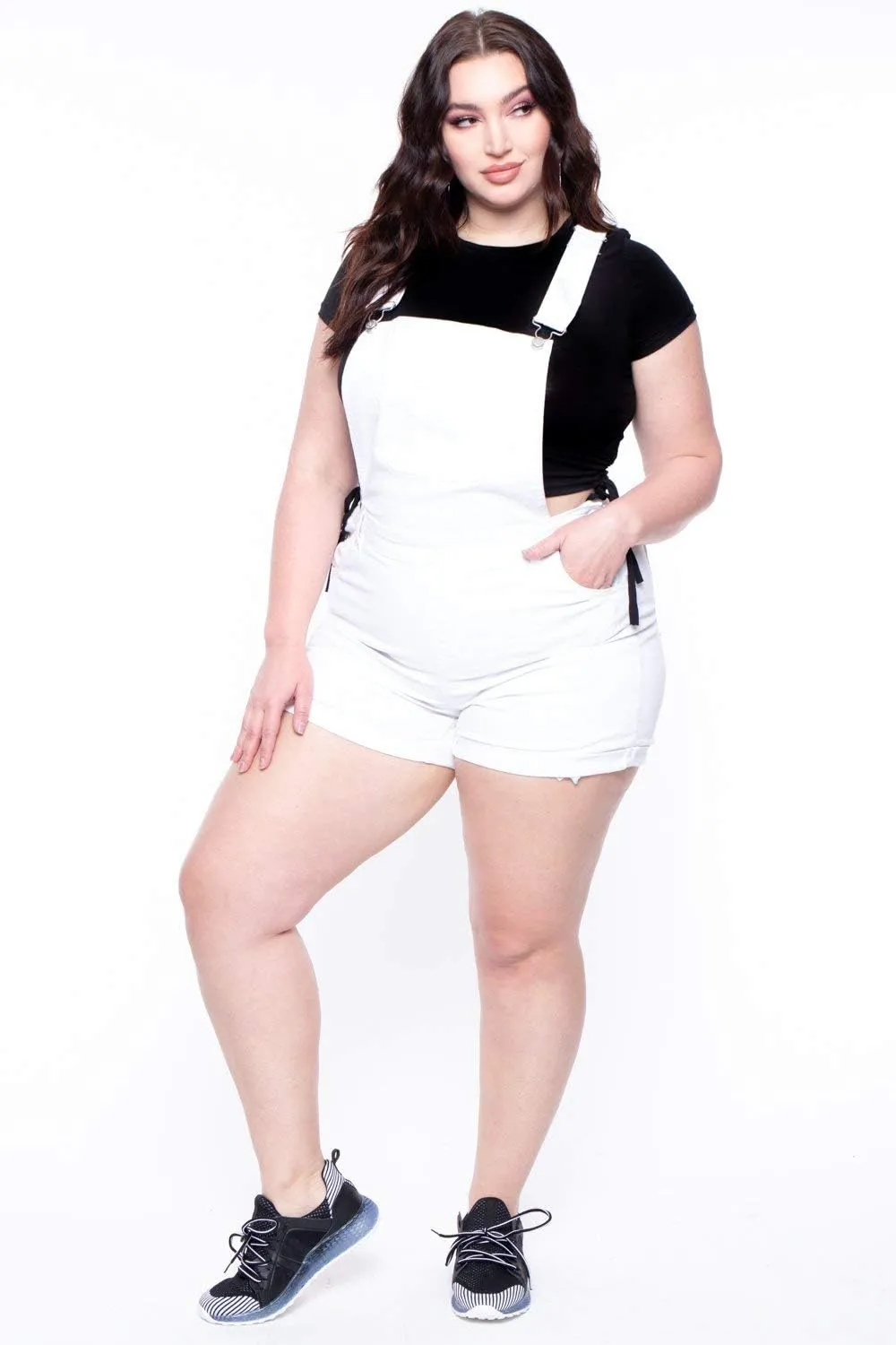 Jack David Wax Jeans Women's Plus Size Overall Shorts Curvy Distressed Denim Jeans Skinny Overalls