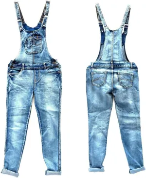 Jack David Wax Jeans Women's Plus Size Overall Shorts Curvy Distressed Denim Jeans Skinny Overalls