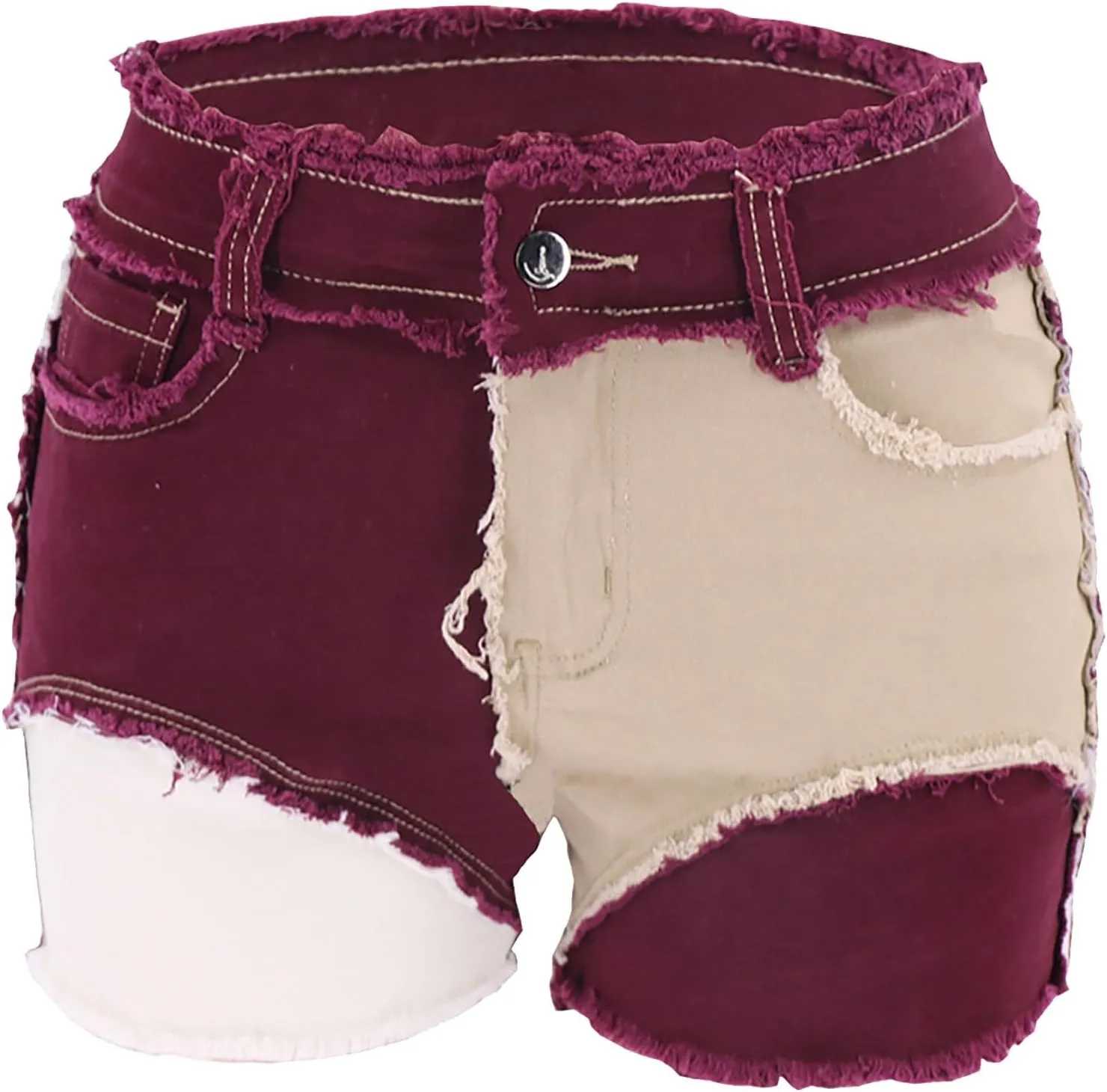 Jean Shorts Womens High Waisted Stretchy Butt Lifting Denim Shorts Trendy Color Block Skinny Hot Jorts with Pockets