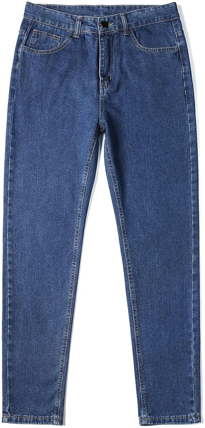 Jeans for Men 2024 Casual Classic Fit Straight Leg Denim Pants Distressed Washed Solid Color Trousers with Pockets