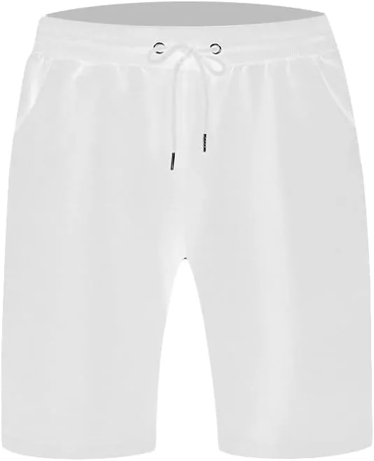 JEsilunmaMY Men's Stretch Running Shorts Elastic Waist Drawstring Cotton Lounge Shorts Summer Terry Athletic Jogger Shorts