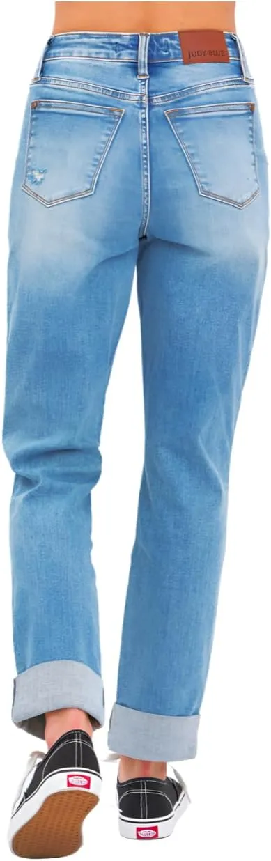 Judy Blue High Rise Patch Pocket Distressed Boyfriend Jeans