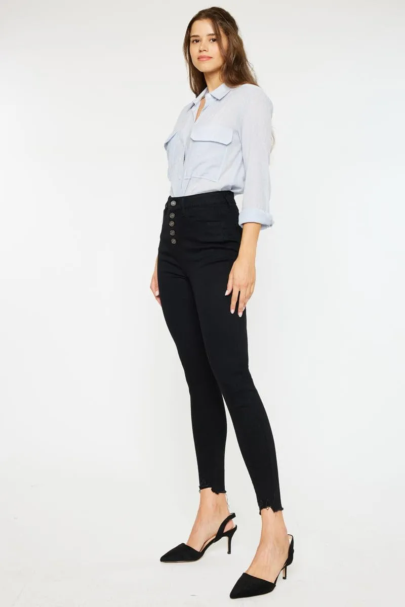 Kan Can Women's high Rise Distressed Ankle Skinny Jeans
