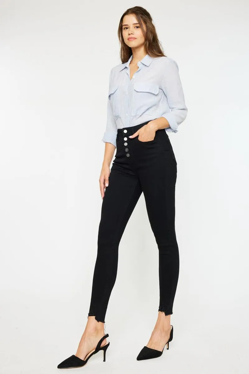Kan Can Women's high Rise Distressed Ankle Skinny Jeans