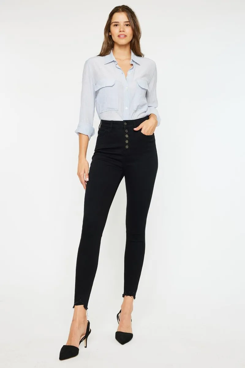 Kan Can Women's high Rise Distressed Ankle Skinny Jeans