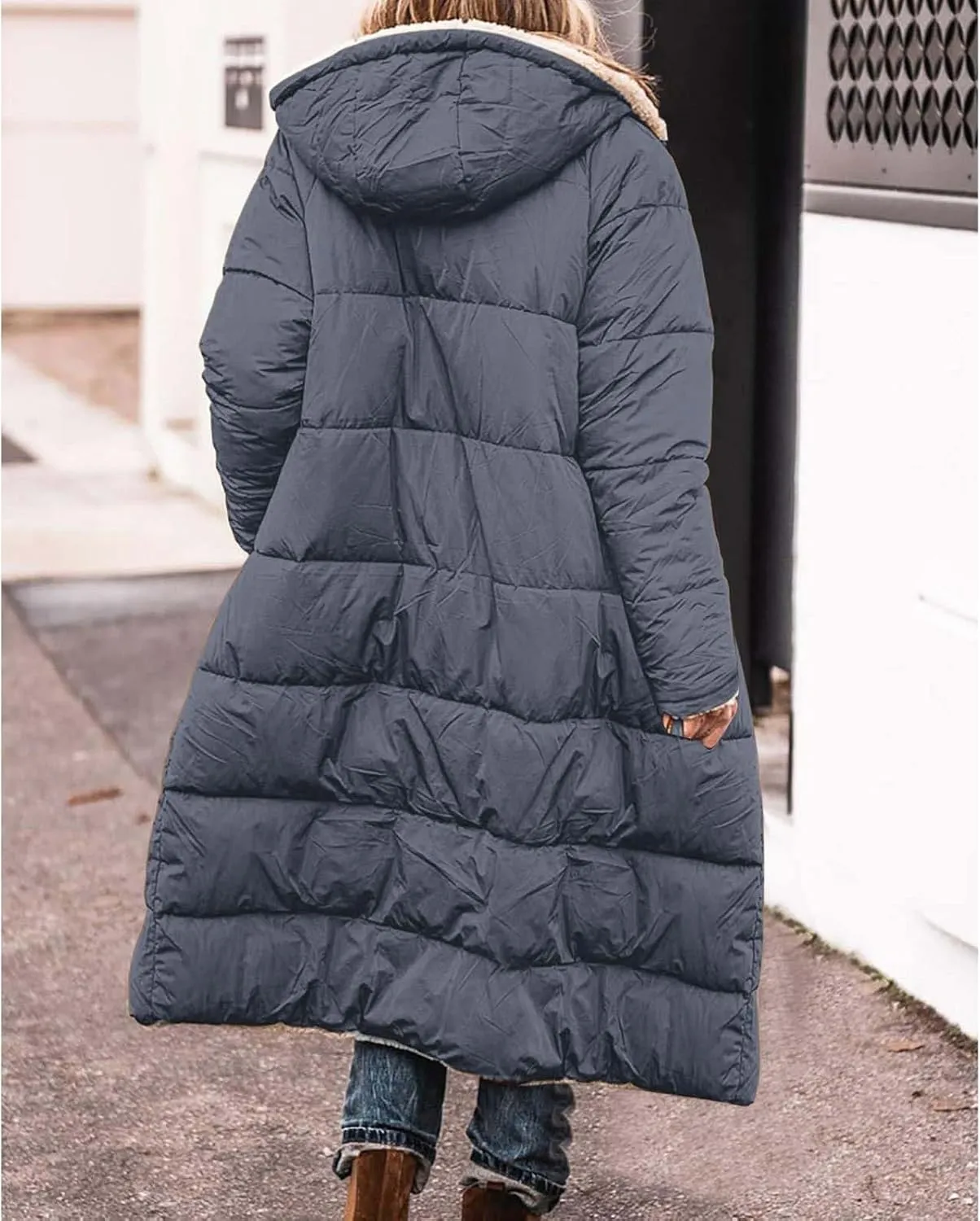 Ladies Fashionable Warm Winter Coat Double Faced Long Sleeve Hooded Down Jacket Rain Proof Jackets Women