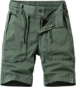 LAWOR Bermuda Shorts for Mens, 2024 Relaxed Fit Cargo Shorts Drawstring Button Beach Shorts Elastic Waist Comfy Hiking Shorts