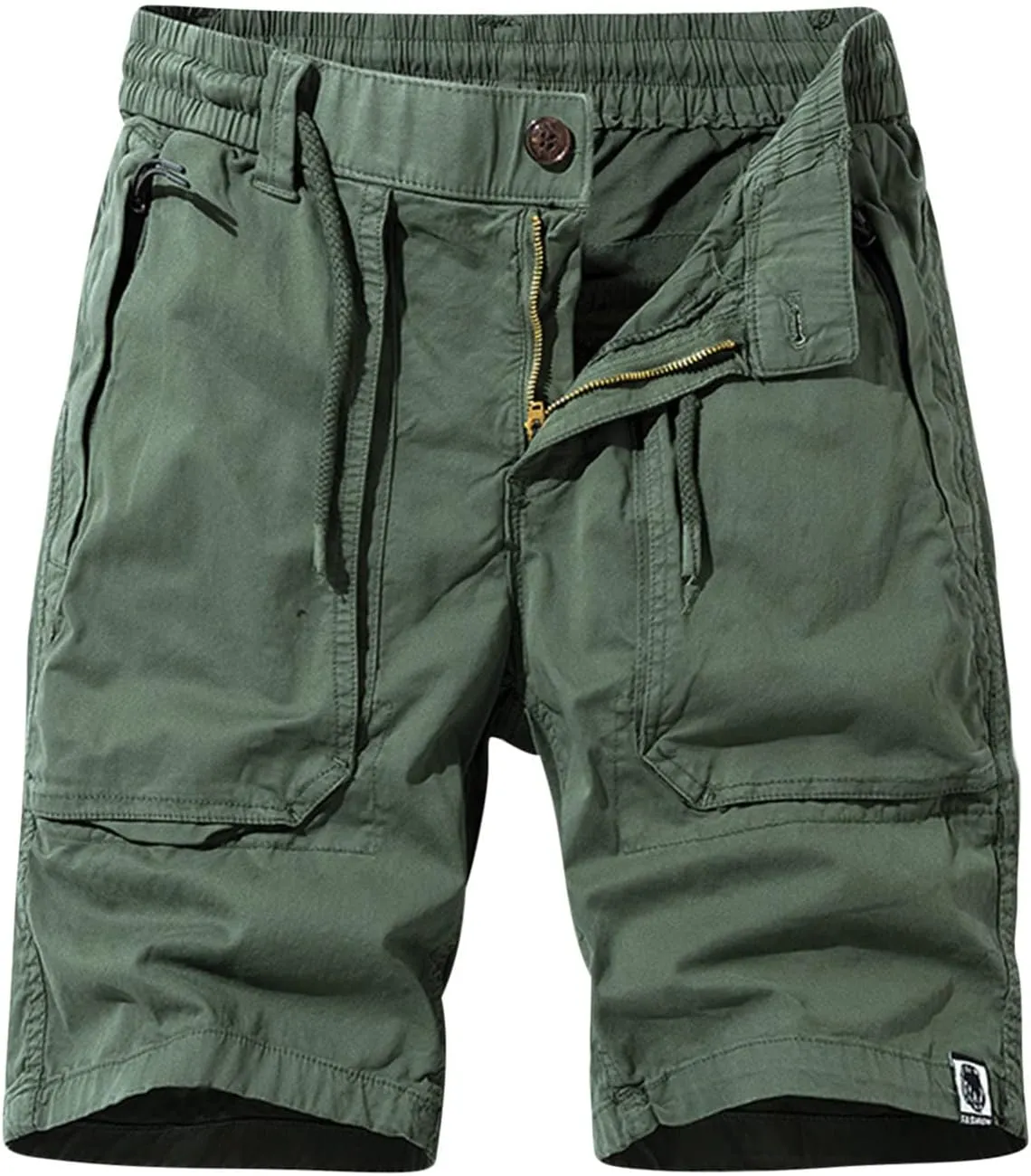 LAWOR Bermuda Shorts for Mens, 2024 Relaxed Fit Cargo Shorts Drawstring Button Beach Shorts Elastic Waist Comfy Hiking Shorts