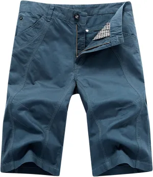 LAWOR Bermuda Shorts for Mens, 2024 Relaxed Fit Cargo Shorts Drawstring Button Beach Shorts Elastic Waist Comfy Hiking Shorts