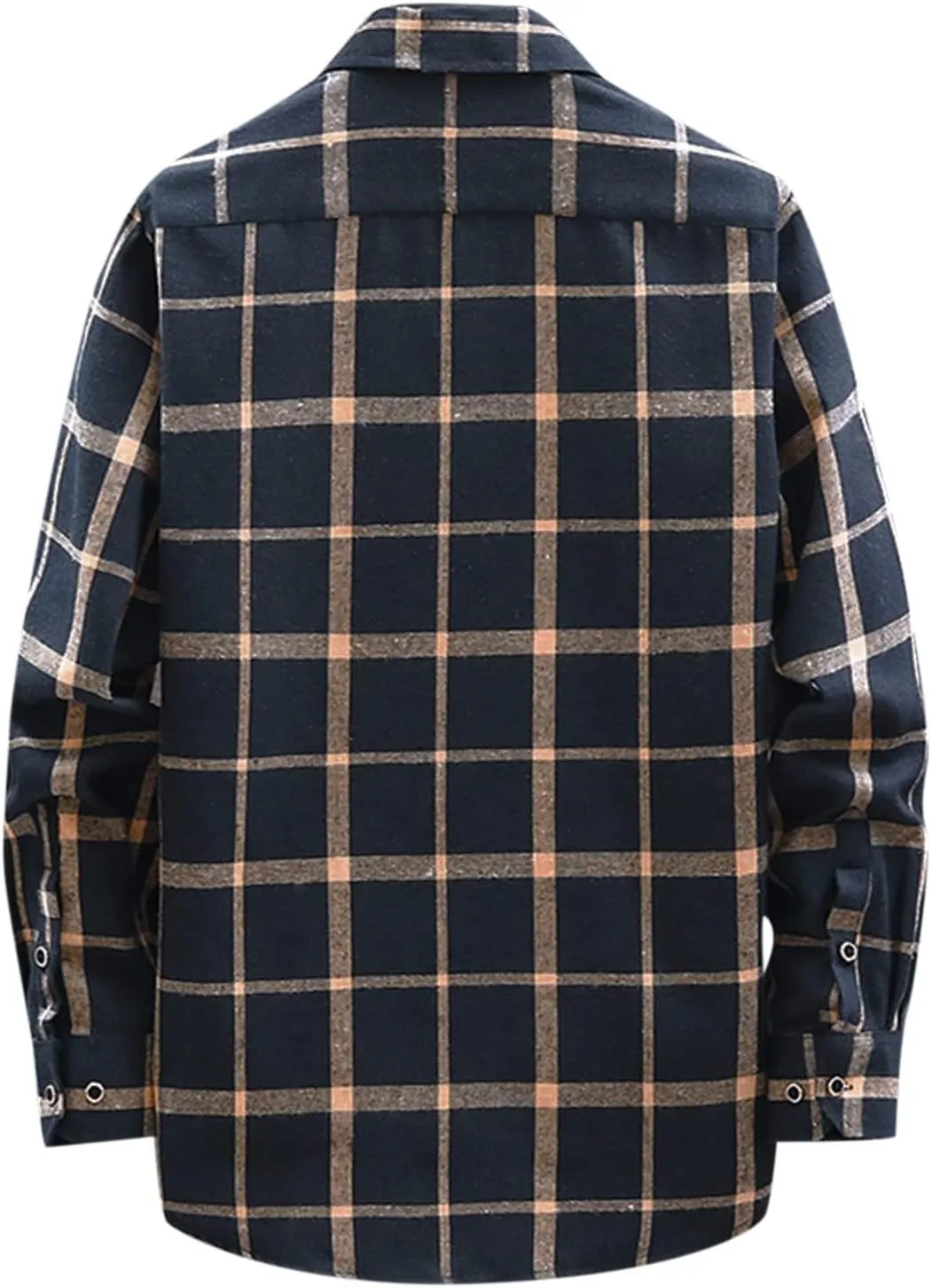LCMTWX Men's Fleece Flannel Jackets Square Printing Lightweight Breathable Long Sleeve Lapel Formal Heavy Warm Fleece