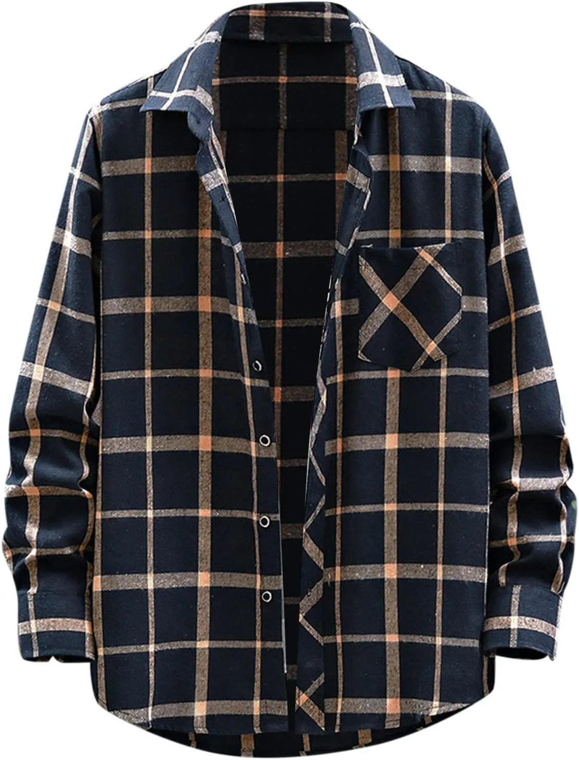 LCMTWX Men's Fleece Flannel Jackets Square Printing Lightweight Breathable Long Sleeve Lapel Formal Heavy Warm Fleece