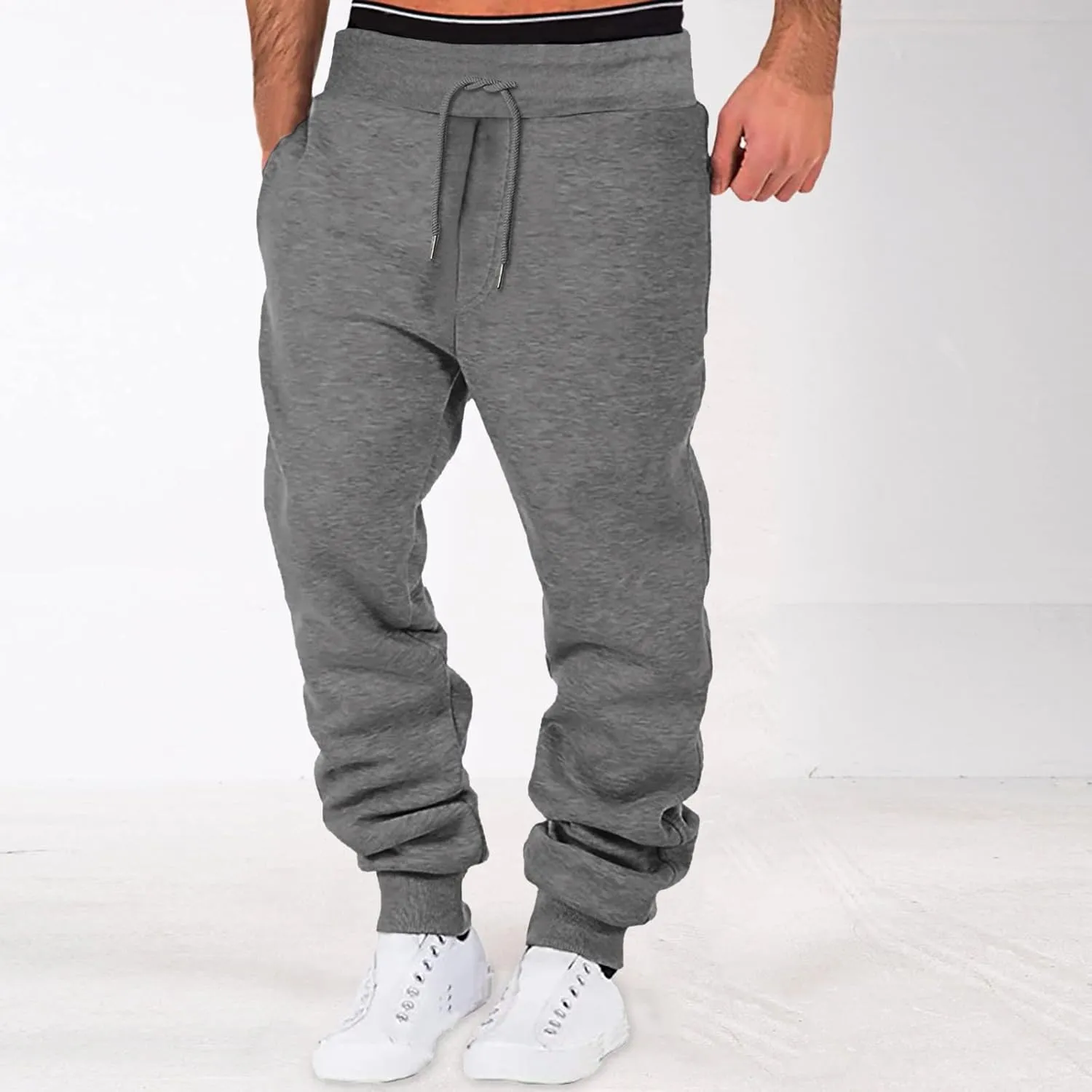 LCMTWX Mens Hiking Pants Elastic Casual Sport Joggings Solid Sweatpants Pockets Men's Casual Pants Men Joggers Mens Joggers
