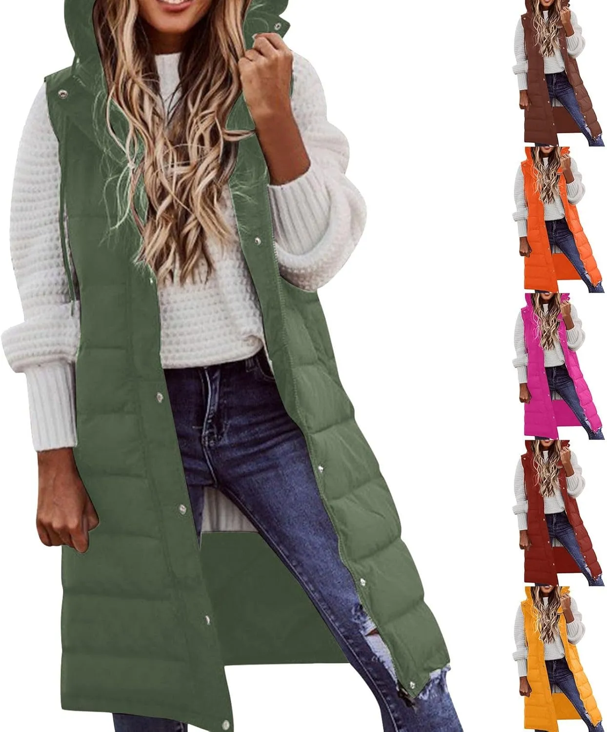 LCMTWX Winter Coat Women Coat Vest With Hood Sleeveless Warm Down Coat With Pockets Quilted Vest Down Jacket Winter Coat