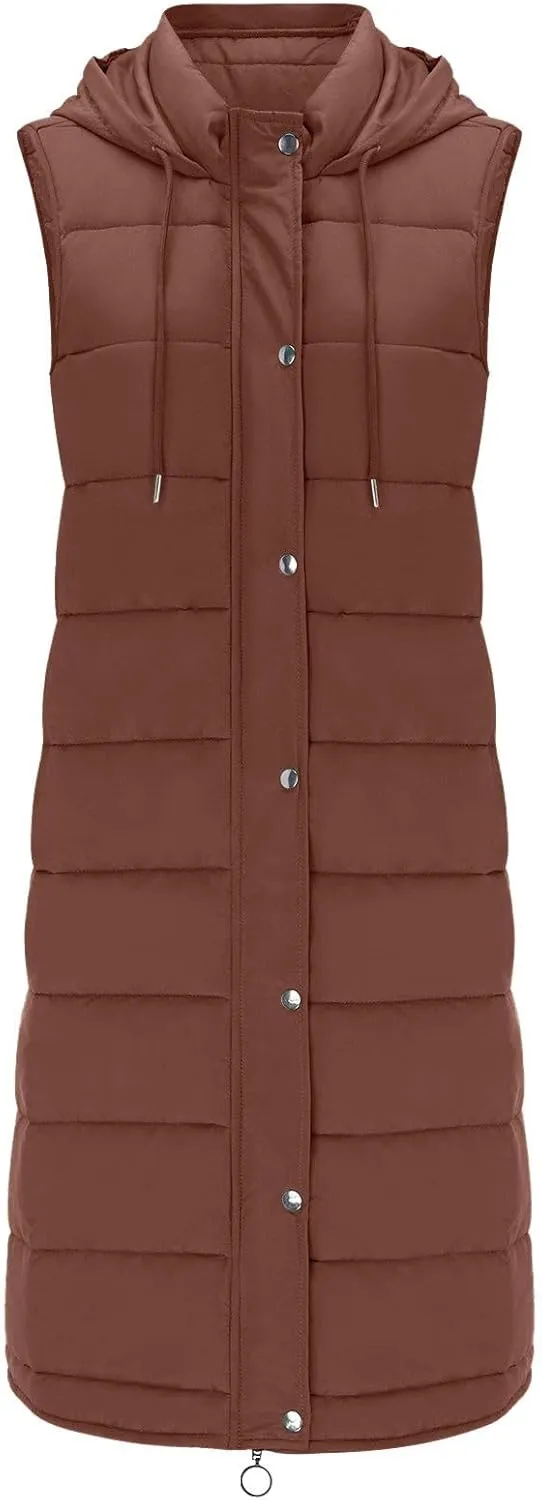 LCMTWX Winter Coat Women Coat Vest With Hood Sleeveless Warm Down Coat With Pockets Quilted Vest Down Jacket Winter Coat