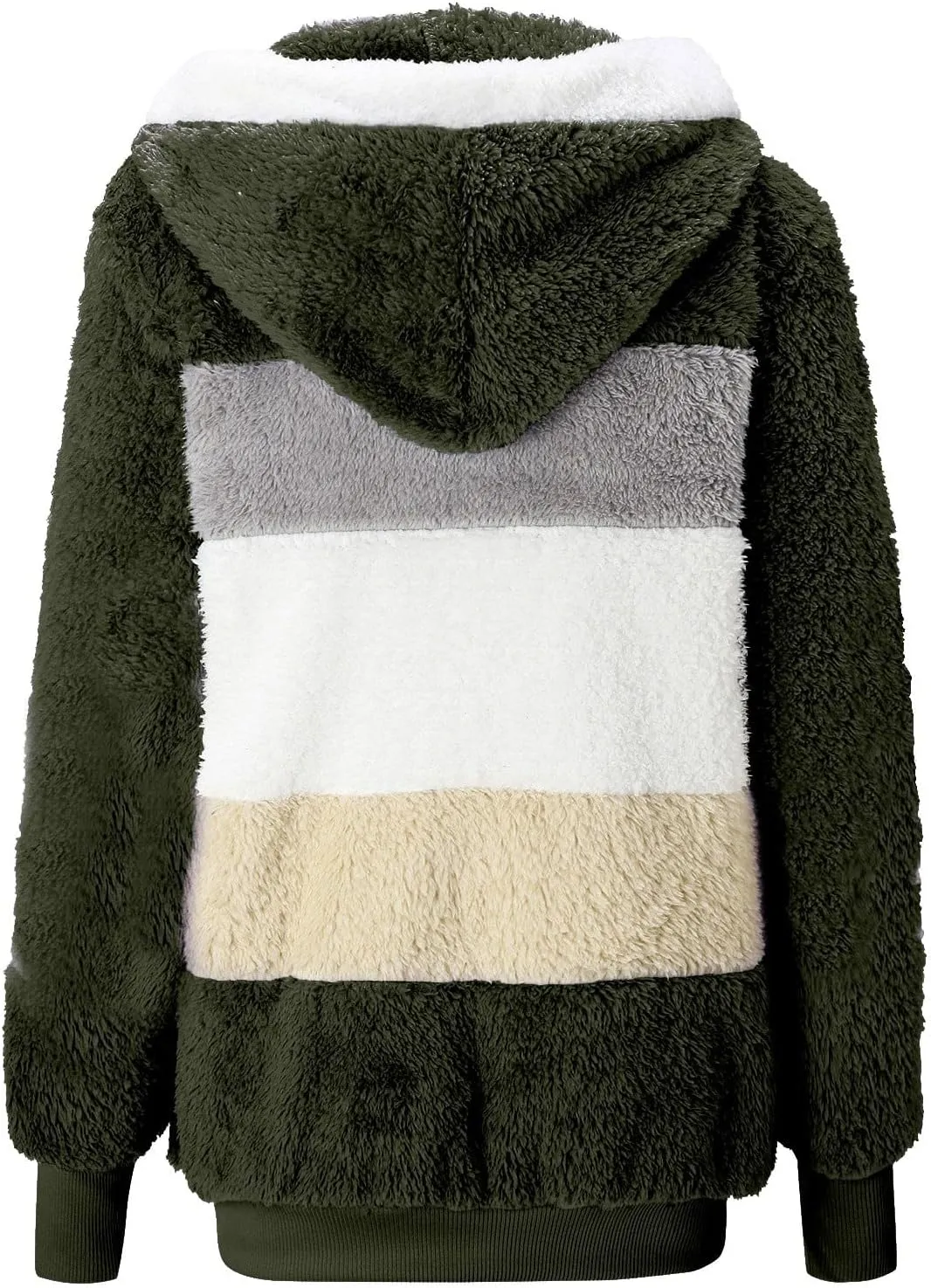 LCMTWX Womens 2023 Winter Fuzzy Fleece Jacket Hooded Pullover Warm Wool Plush Coat Zipper Solid Oversized Fuzzy Fleece
