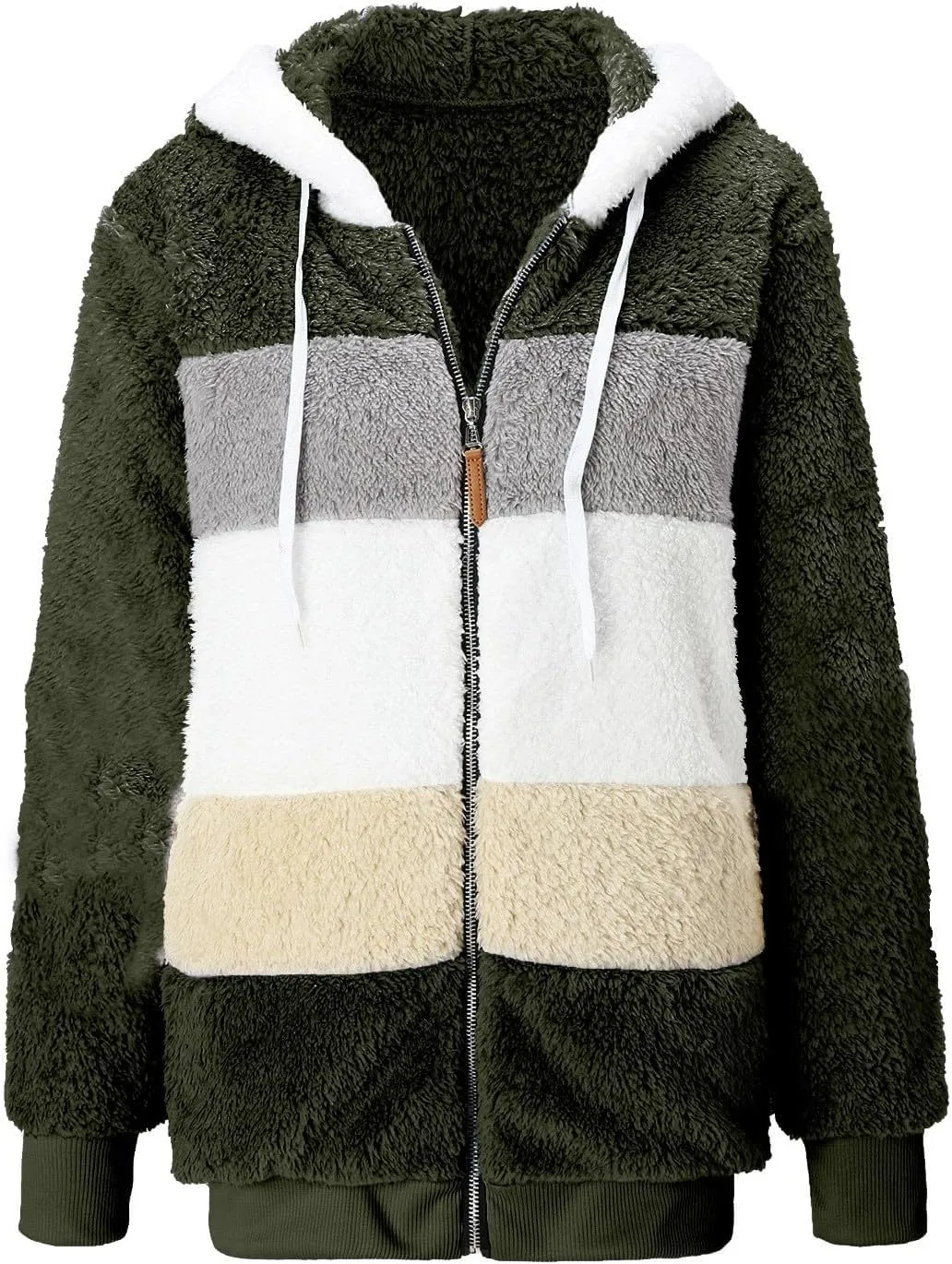 LCMTWX Womens 2023 Winter Fuzzy Fleece Jacket Hooded Pullover Warm Wool Plush Coat Zipper Solid Oversized Fuzzy Fleece