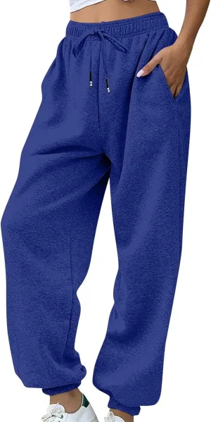 lcyhony Fleece Joggers for Women Baggy Comfy High Waisted Sweatpants with Pockets Stretch Casual Yoga Athletic Sweat Pants