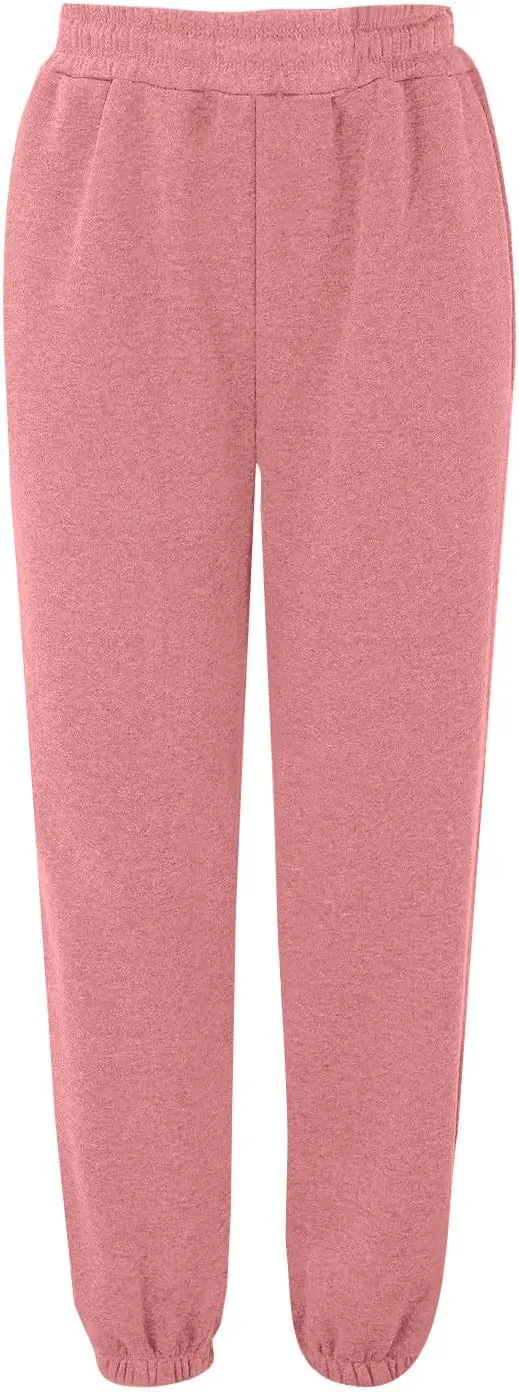 lcyhony Fleece Joggers for Women Baggy Comfy High Waisted Sweatpants with Pockets Stretch Casual Yoga Athletic Sweat Pants
