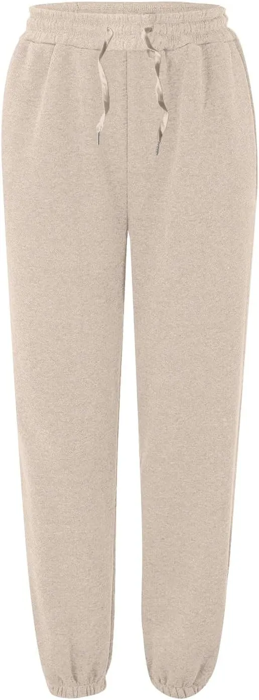 lcyhony Fleece Joggers for Women Baggy Comfy High Waisted Sweatpants with Pockets Stretch Casual Yoga Athletic Sweat Pants