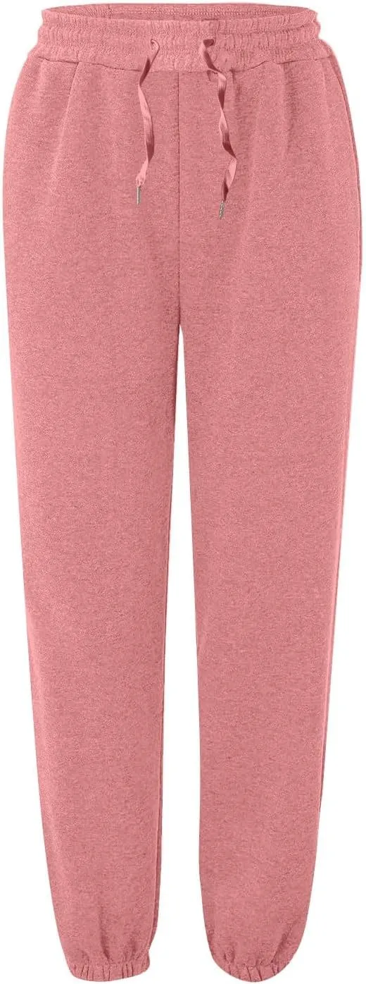lcyhony Fleece Joggers for Women Baggy Comfy High Waisted Sweatpants with Pockets Stretch Casual Yoga Athletic Sweat Pants