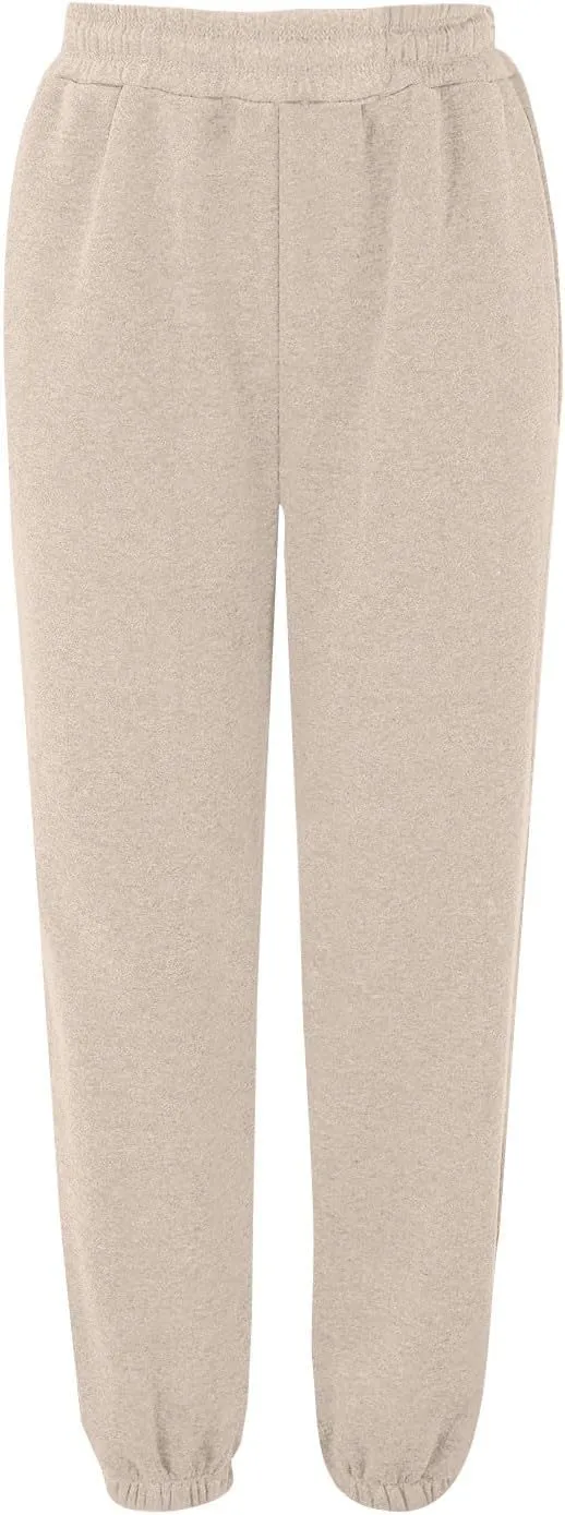lcyhony Fleece Joggers for Women Baggy Comfy High Waisted Sweatpants with Pockets Stretch Casual Yoga Athletic Sweat Pants