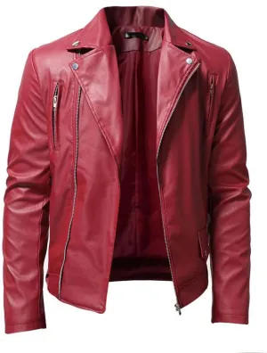 Leather Jackets for Men, Faux Bomber Jacket Men Motorcycle Notch Lapel Moto Biker Coat Zip Up Bomber Jackets Outerwear