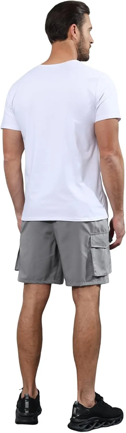 Lexiart Men's Hiking Cargo Shorts Drawstring Stretch Lightweight Quick Dry Shorts with Zipper Pockets