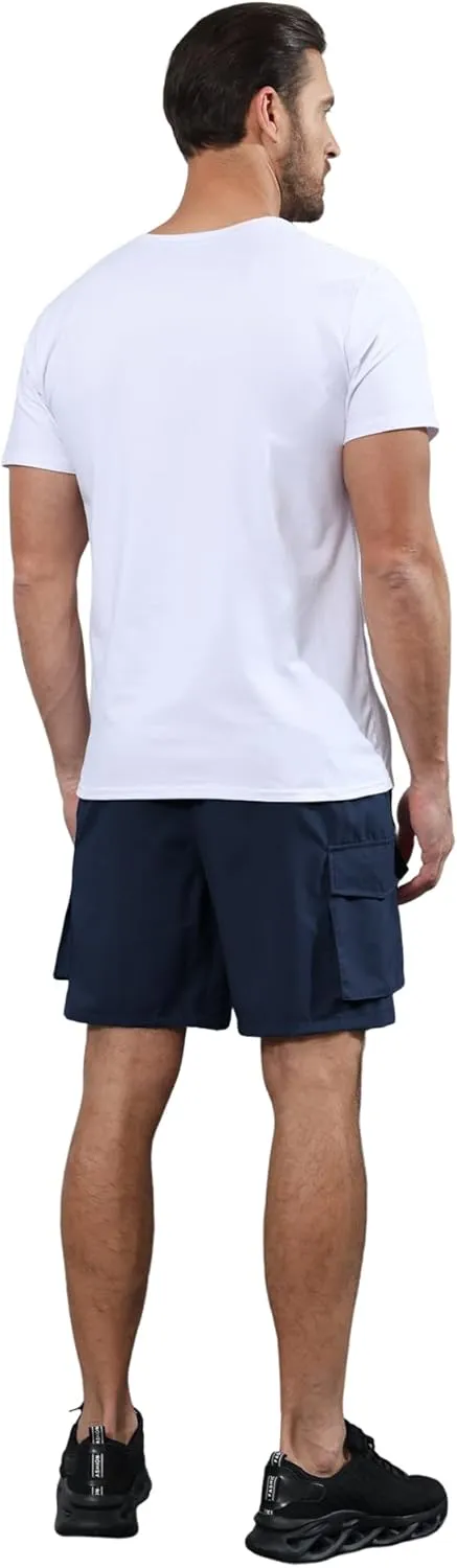 Lexiart Men's Hiking Cargo Shorts Drawstring Stretch Lightweight Quick Dry Shorts with Zipper Pockets