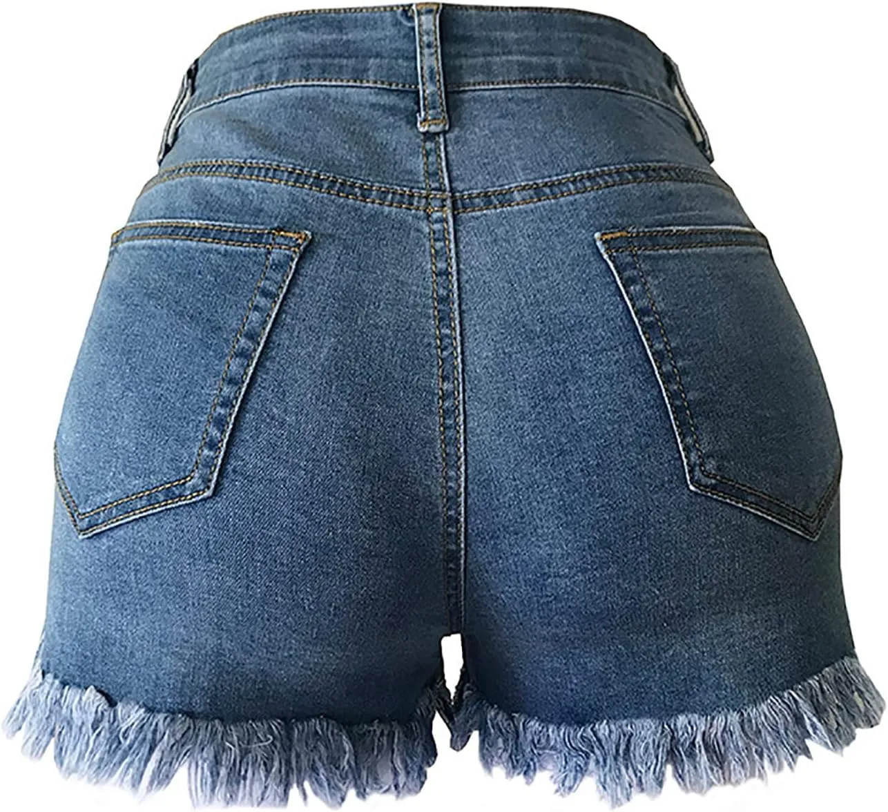 LFEOOST Denim Shorts for Women Casual Summer High Waisted Ripped Hot Short Jeans Frayed Distressed Jeans Shorts with Pockets