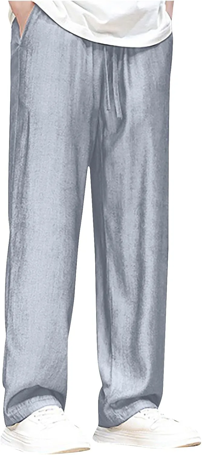 Lightweight Breathable Pants Men's Elastic Waist Track Pant Casual Stretch Pants Jogger Pants Relaxed Walking Pant