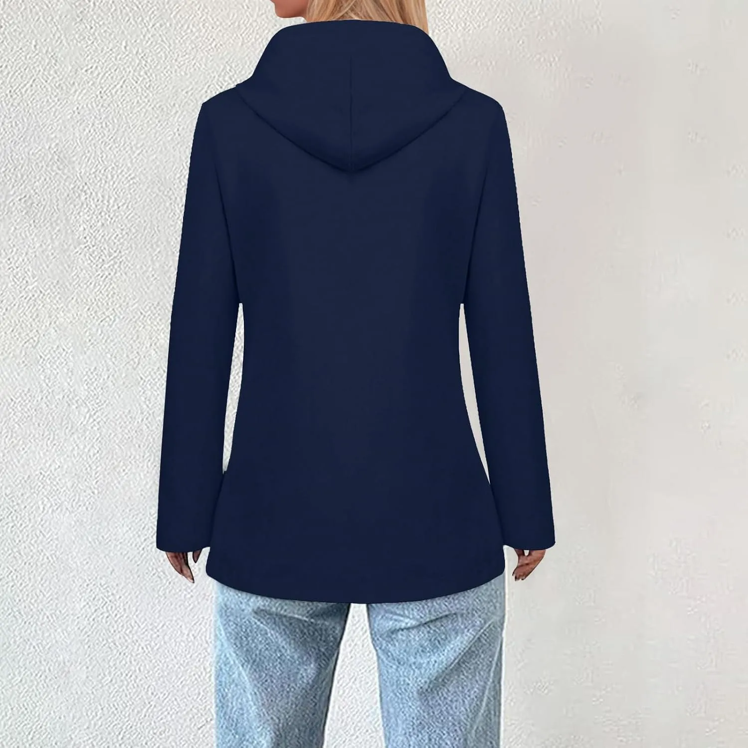 Lmdudan 2024 Trendy Waterproof Rain Jacket for Women Lightweight Zip Up Long Hooded Raincoat Outdoor Fleece Lined Trench Coat