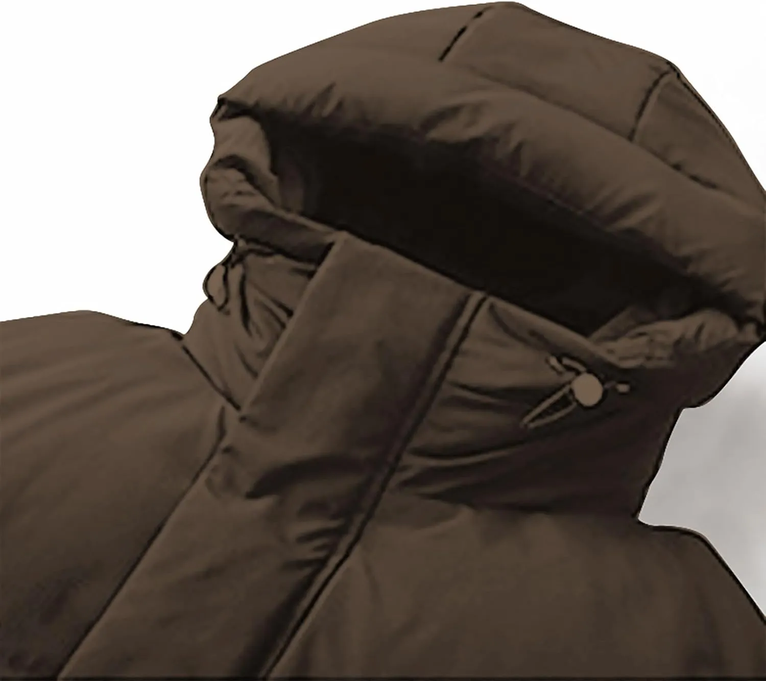 Long Down Puffer Coat Men Zip up Hooded Jacket Padded Quilted Jacket Windproof Winter Coat Thermal Outwear